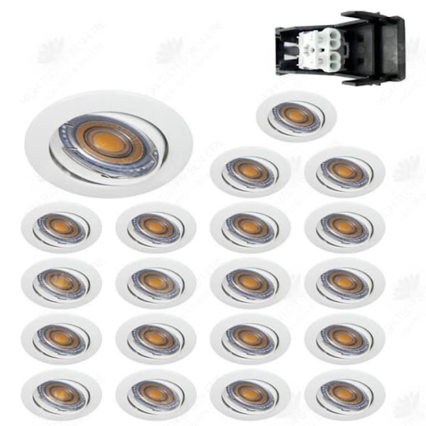 HTBE® 20 kappaleen lämmin valkoinen pyöreä LED-kohdevalaistus, säädettävää, hapekas valaisinrunko, 5W sisävalaistus kohdevalaisin