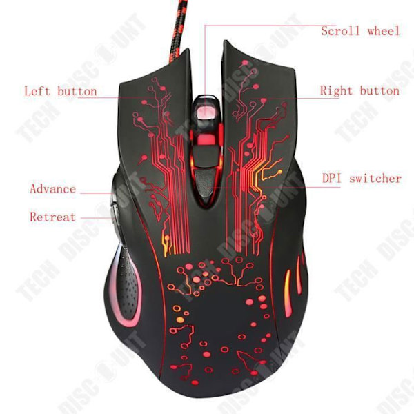 TD® Gaming Mus USB 6 Knapper LED Optisk Professionel Pro Gamer Udstyr Bærbar PC Justerbar og Tilpasselig RGB Lysstyrke