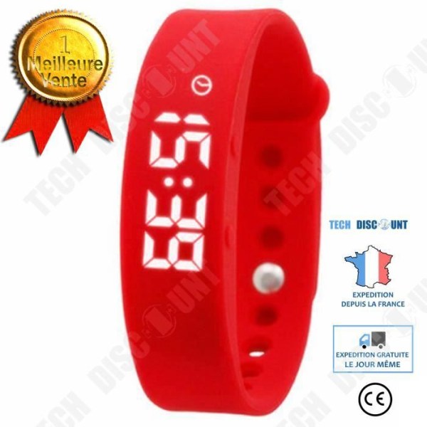 TD® 5W multifunktionell LED Smart armbandsur/sömnstegräknare Smart Watch Silikonrem (röd)