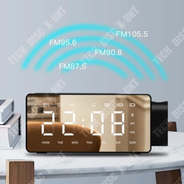 TD® Älykotiprojektorikello bluetooth-kaiutin, liitettävä audio, korkean määritelmän näyttö, musta