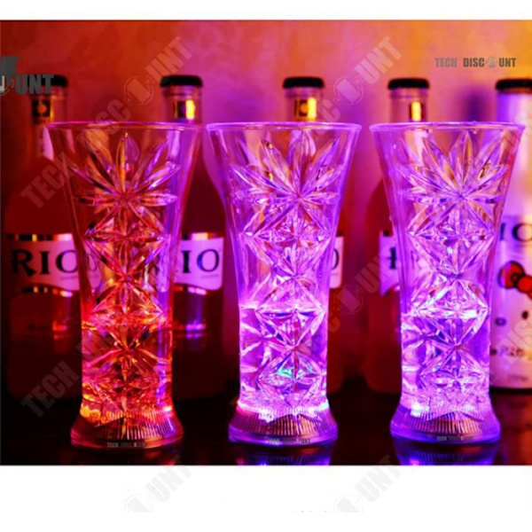 TD® Whiskyglas i akryl med LED-baggrundsbelysning, gennemsigtig luminescerende med farvede lyseffekter til barer og restauranter.