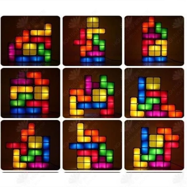HTBE® Multifarvet Tetris LED natlys, der udsender lys, gør-det-selv intellektuel udvikling legetøj vinduesatmosfære lys