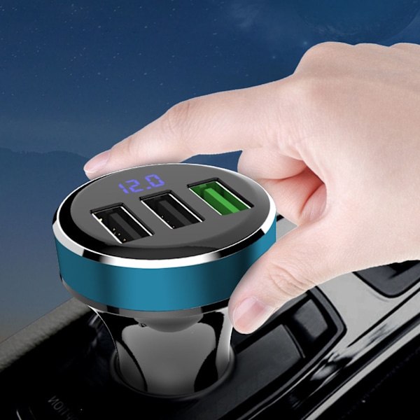 Biladapter 5 V 3.1 A - Snabbladdning 3 USB-portar Ciguttändare Justerbar spänning