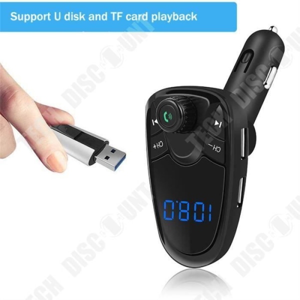 TD® FM Transmitter til Bil - Bluetooth FM Transmitter MP3 Læser FM Modulator Håndfri Dobbelt USB Oplader