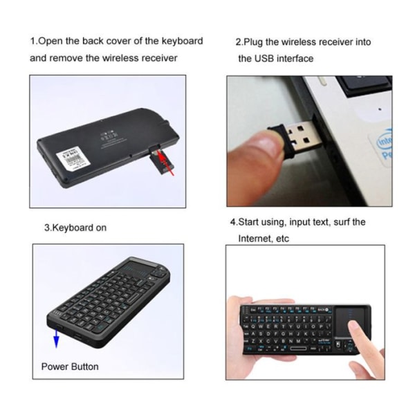 Trådlöst tangentbord - TD® - Minitangentbord med pekplatta - Laddningsbart - Plug and play - 90 grader vändbart