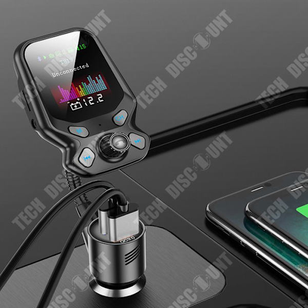 TD® FM sender med Bluetooth farveskærm bil mp3 afspiller Bluetooth QC3.0 hurtig opladning dobbelt USB multifunktionel FM sender