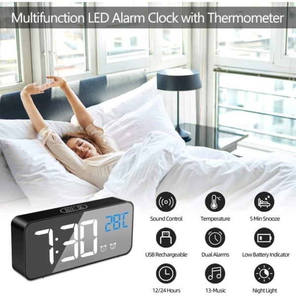 16 tums LED digital väggklocka, stor display, med fjärrkontroll, stor display, timer och nedräkning. Svart