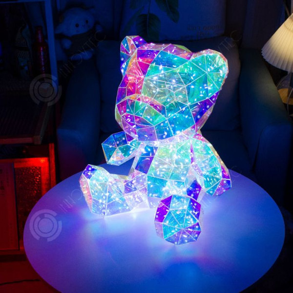 INN® Nattlampa, färgglad björn, kreativa prydnadsföremål, kinesiska alla hjärtans dag-present, parpresent, nattlampa för björndocka