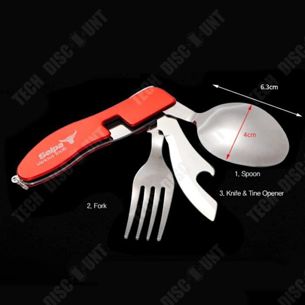 TD® Udendørs camping barbecue bestik sæt, foldbar kniv, gaffel og ske, bærbar tre-i-en i rustfrit stål