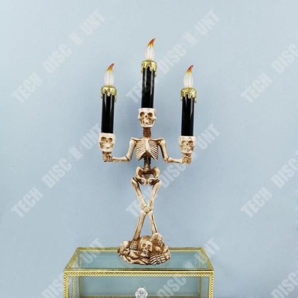TD® Gulvlampe Halloween 3 grene dekoration kranium døde hoved knogle krop skelet fest LED spøgelse rædsel frygt dekoration