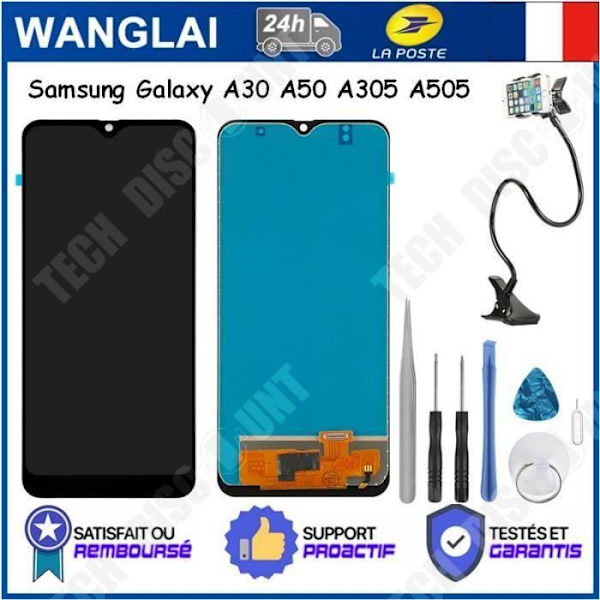 TD® LCD-näyttö matkapuhelimelle Samsung Galaxy A50 SM-A505FD A505, HD-kosketusnäyttö, musta näyttökoostumus