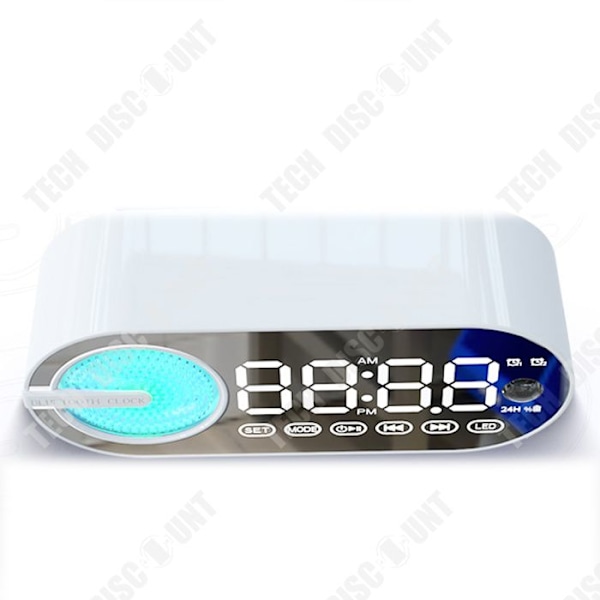 TD® Bluetooth Audio Mirror Klocka Väckarklocka Stereo Färgglada Ambient Lights Subwoofer Bärbar present Bluetooth-högtalare