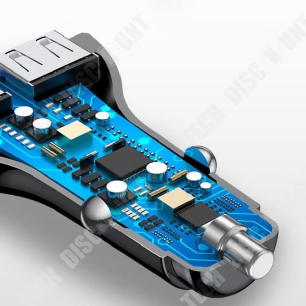 Billaddare - TD® - Snabbladdare 3.0 - 2 USB-portar - Intelligent identifiering - Svart Svart