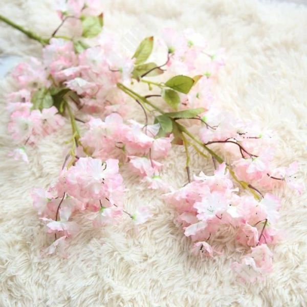 TD® Kunstige Kirsebærblomst indendørs udendørs dekoration have fester bryllup store realistiske blomster realistiske stængler