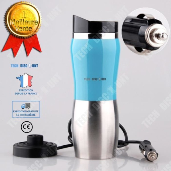 TD® kaffemugg te rostfritt stål elektrisk kopp uppvärmning bärbar bil varmvattenberedare bil dubbel stål färg blå grå