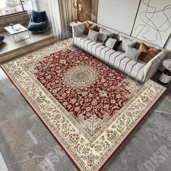 Hjemmetæppe geometrisk model blå gul hvid indretning stue spisestue soveværelse design stil unik 160 x 230 cm