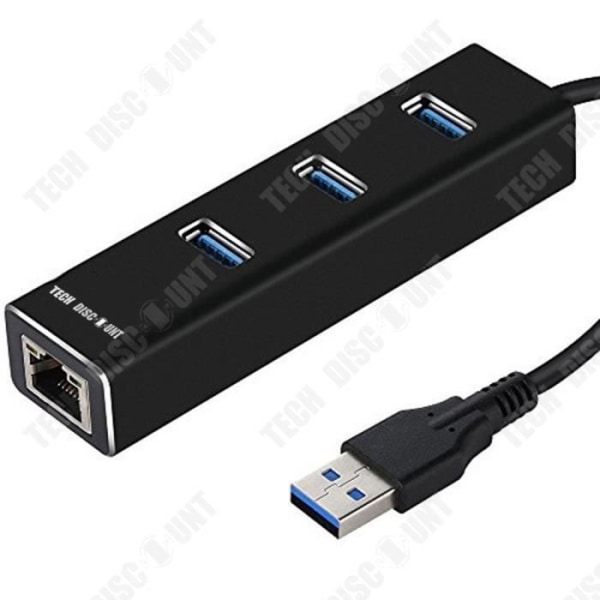 USB-hubb - TD® - Hub 3.0 - 3 portar - Ethernet RJ45 - Snabb överföring