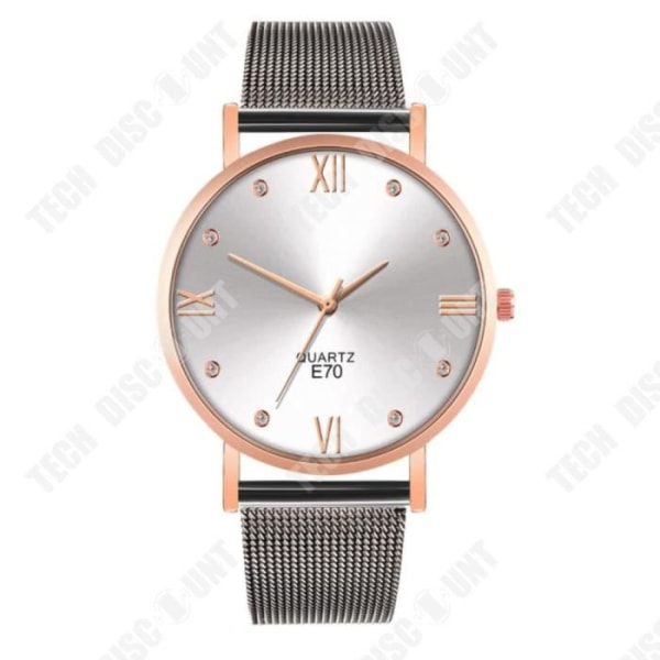 TD® Quartz Armbåndsure Casual og Business Series Mesh bælteur gaver til mænd Sort bælte roseguld ansigt hvid
