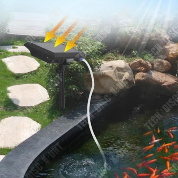 TD® Solcelled oxygenspumpe til akvarium, udendørs fiskepumpe, iltning af fisketank, sort beluftning til dam.