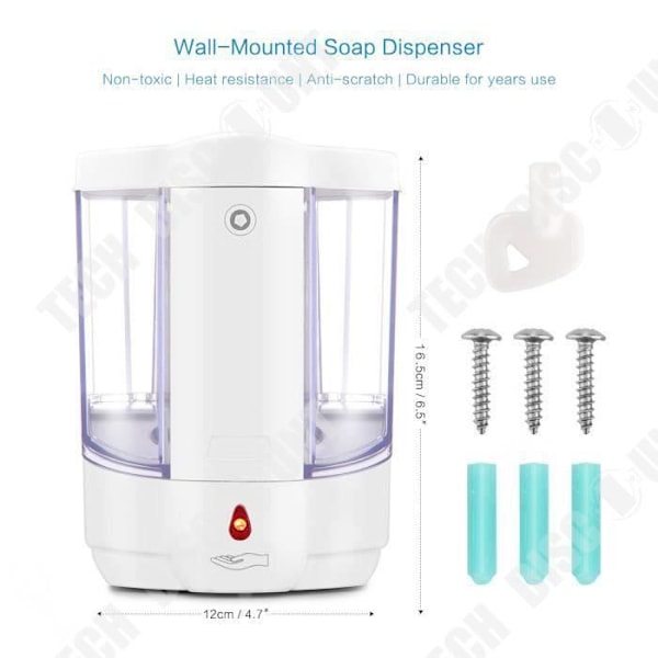 TD® 800ml Væghængt automatisk dispenser til genopladeligt flydende sæbe, rengøringsaccessory til badeværelse, indbygget intelligent sensor