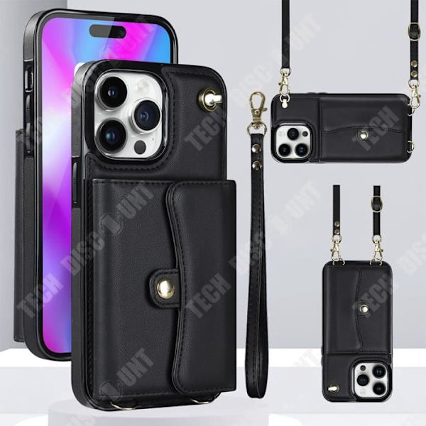 TD® Läderfodral med dragkedja för mobiltelefon Iphone13PRO Stödfunktion Flera kortfack Larmfunktion