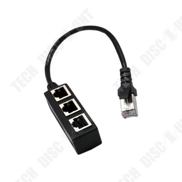 Ethernet LAN fordelingsboks 3 RJ45 porte multi-stik sort netværkskabel internet multimedia hjem boks kabinet