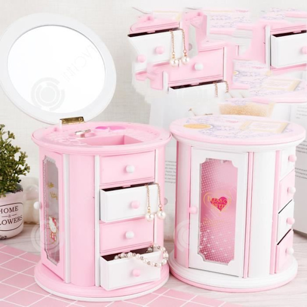 INN® Magic Fairy Roterande Music Smyckeskrin Charmig Fairy Roterande Musik Smyckeskrin Present Rosa Flash Music Box Barn med M