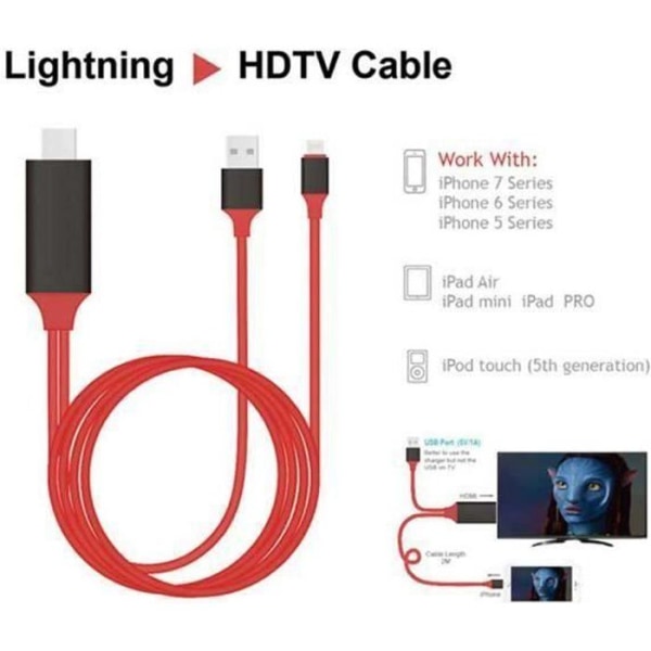 HDMI HDTV-kabel för iPhone och iPad - Röd - 1080p AV-adapter