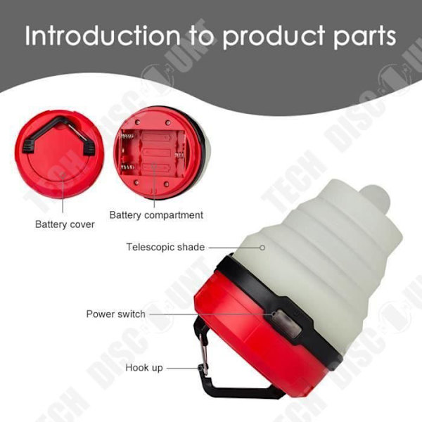 TD® Ny bärbar campinglykta LED Vandringsnattlampa Ficklampa Justerbar LED-lampa för vandringsresor