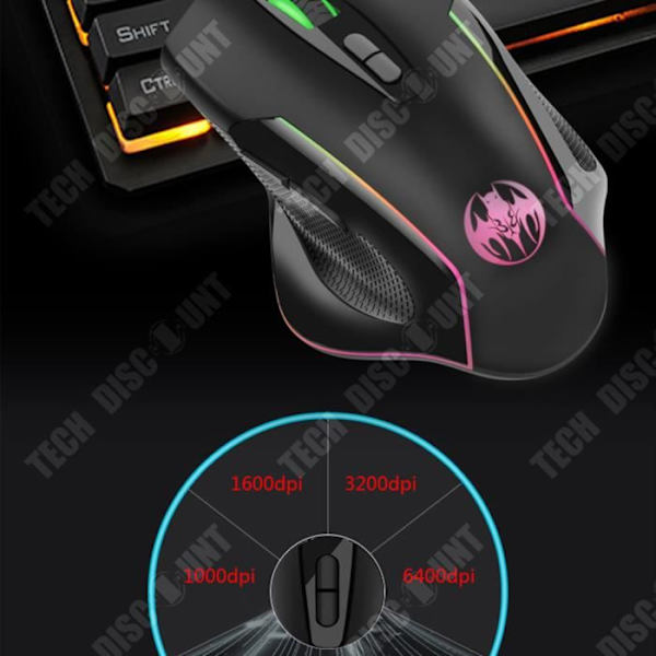 TD® trådbunden optisk datormus Gamer LED Game 7 knappar Professionell spelmus USB högprecisionsjusterbar + presentmatta
