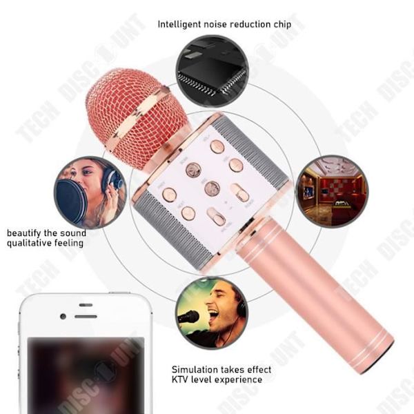 TD® Langaton Karaoke-mikrofoni, Bluetooth-kannettava karaoke-soitin LED-valoilla juhlia varten, lauluidea lahjaksi lapsille