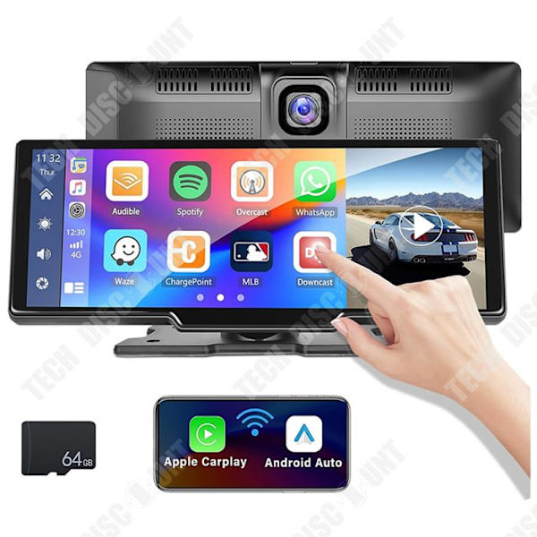 TD® bakkamera med 10.26 skærm, biloptager, WiFi CarPlay og 4K GPS-navigation med 64G TF-kort камеры