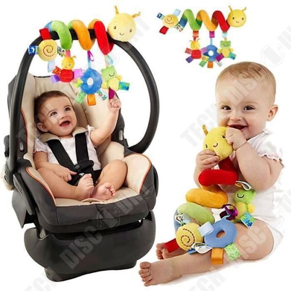 Doudou för baby i flerfärgad orm, spira leksak för vagn, babyrassel, nyfödd tillbehör