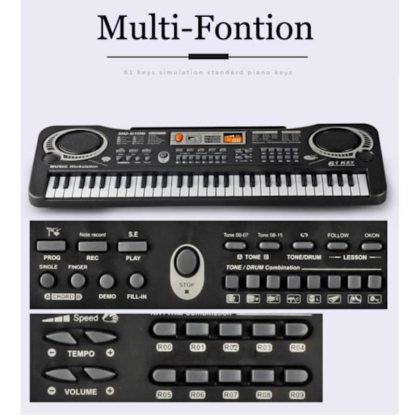 XICHAO - 61 Berøringer Elektronisk Klaver Musiklegetøj til Børn 6106 Multifunktionel Professionel