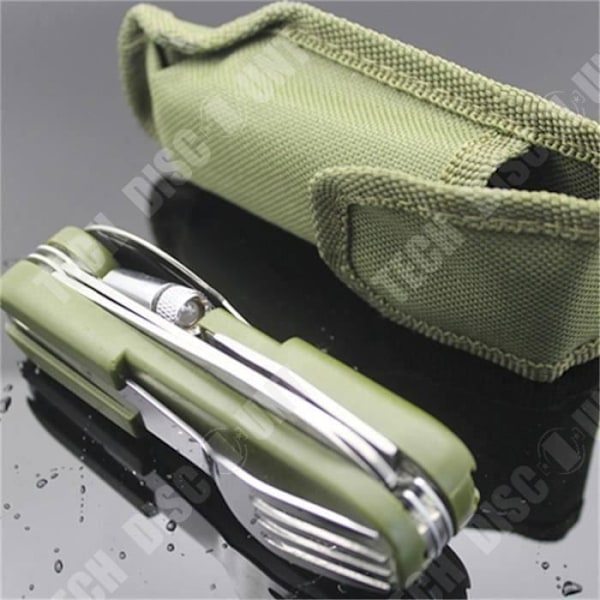 TD® Outdoor LED-servis - Rostfritt stål Light Camping Porslin Gaffel Sked Kniv Flasköppnare Set