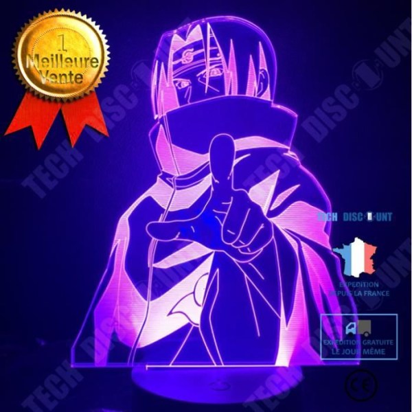 TD® 3D Night Light, 3D Led Night Light Naruto Uchiha Itachi Action Figur 7 Färger Touch Optical Illusion Bordslampa E13003