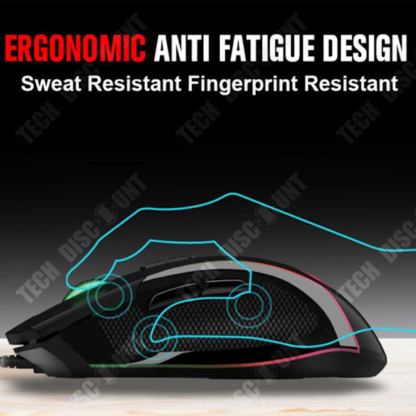 Souris Gaming - Teknologi Rabat - TD 7 Knapper - LED Baggrundsbelysning - Ergonomisk - Kablet