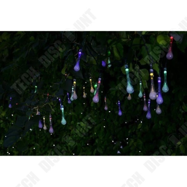 TD® Solar Teardrop String Lights Utomhusljus 4,8 m 20 lysdioder 8 lägen för fest (flerfärgad)