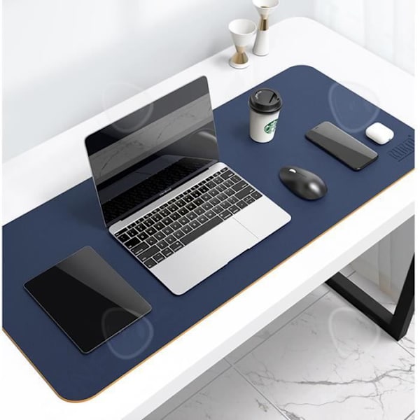 CONFO® TD® Skrivebordsmåtte/ Dobbelt Sided i PU Syntetisk Læder/ 80*40 cm/ Tykk Farve Ren Vandtæt/ Trendy og Klasse BLÅ