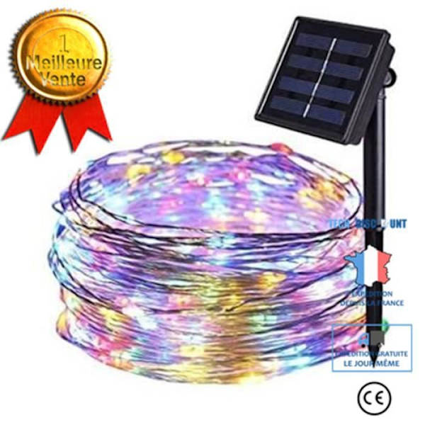 TD® Aurinkoenergialla toimiva LED-johto-valosarja kuparilangalla 8 toimintoa 20 metriä 200 valoa-väri