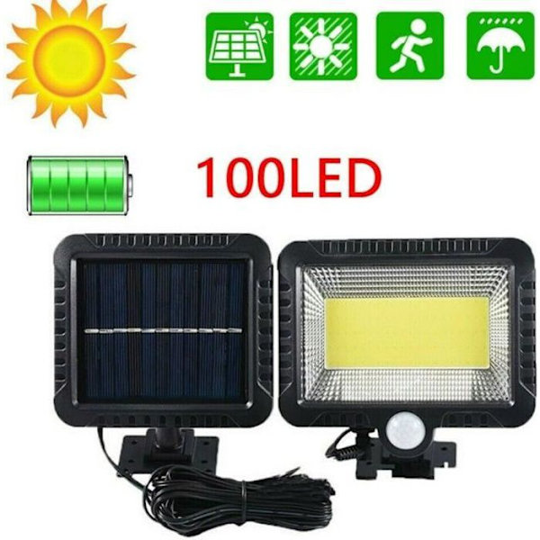 Solarlampe til væg til have - MINGMEI - 100 LED med bevægelsessensor - Sort - Solenergi
