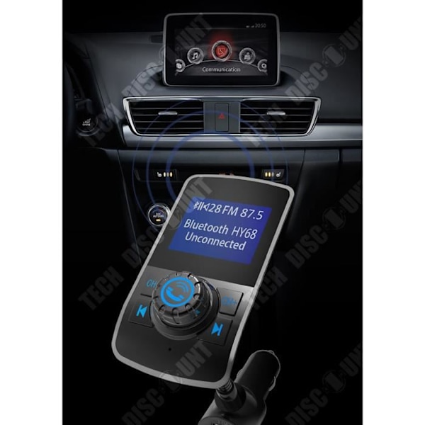 TD® Bluetooth handsfree auto-kitti Nopea lataus - Kaksois-USB-laturin MP3-soitin FM-lähetin - Autotarvike