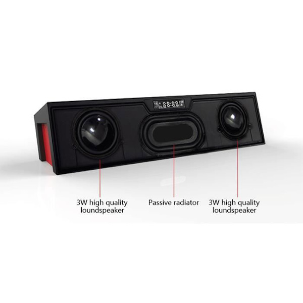 TD® Kannettava HiFi Bluetooth-kaiutin Langaton Suuri Teho 10 W FM Radio USB Vahvistimet + Kello
