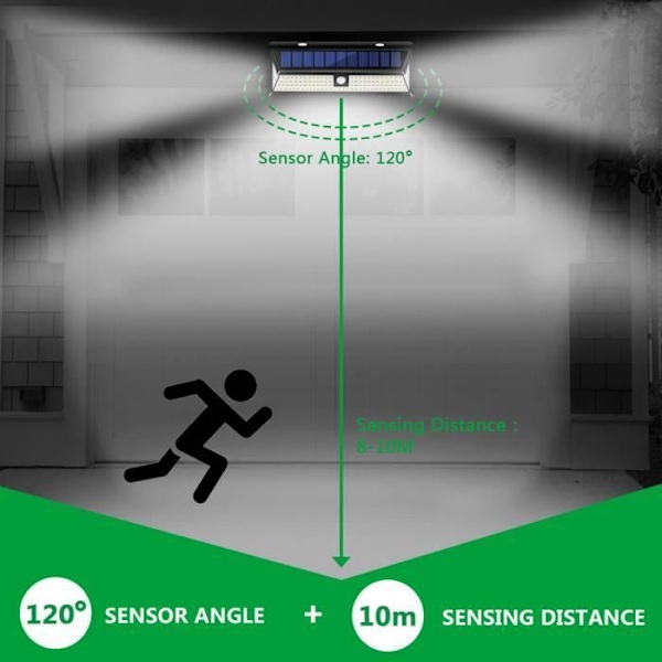 Aurinkolamppu seinävalaisin TEMPSA - 118 LED tunnistimella IP65 vedenpitävä puutarhan ulkovalaistukseen