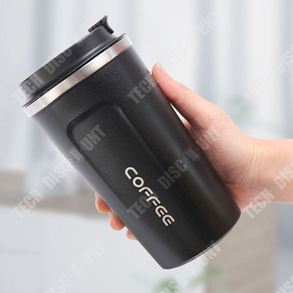 TD® isolerad kaffemugg 380 ml svart återanvändbar 304 rostfritt stål isolerad kopp med lock Varm och kall kaffekopp