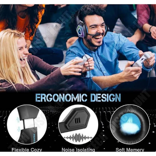 TD® Pelikuulokkeet surround-äänellä, RGB-LED-valolla ja melua vaimentavalla mikrofonilla PS4:lle, PC:lle, Macille, Xbox Onelle (adapteri ei sisälly)