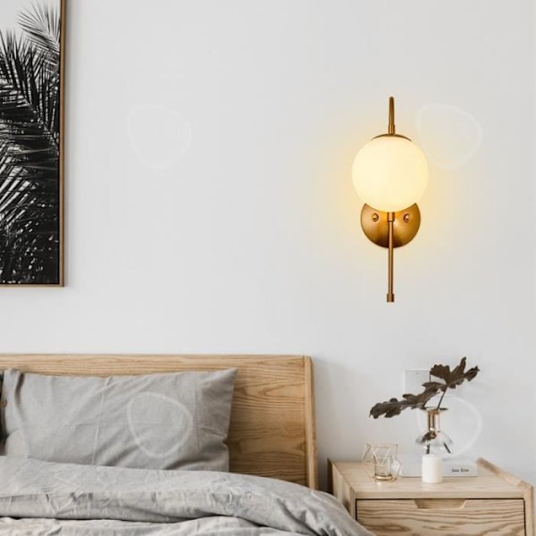 CONFO® Glasapplikation LED-lampe hvid mælkeagtig moderne nordisk stil minimalistisk soveværelse natbord stue bagvæg