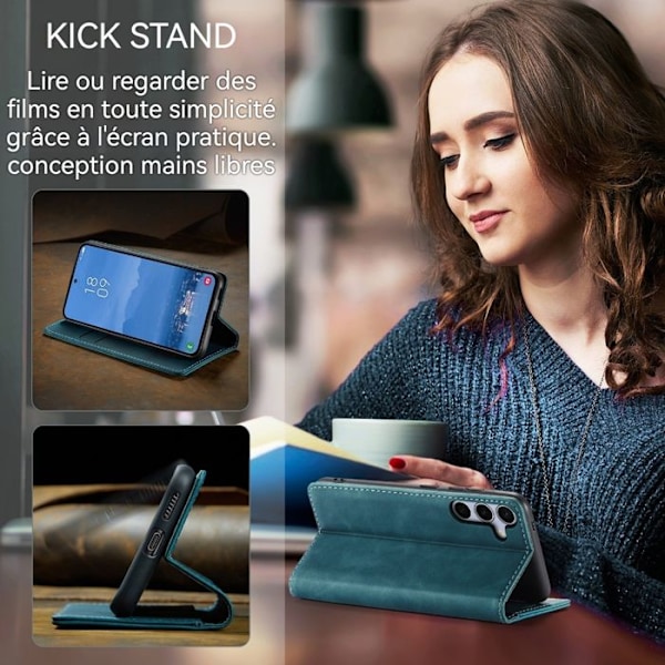 TD® Galaxy S25 Telefonetui med klap i retro læder, stødsikkert og slidstærkt telefoncover