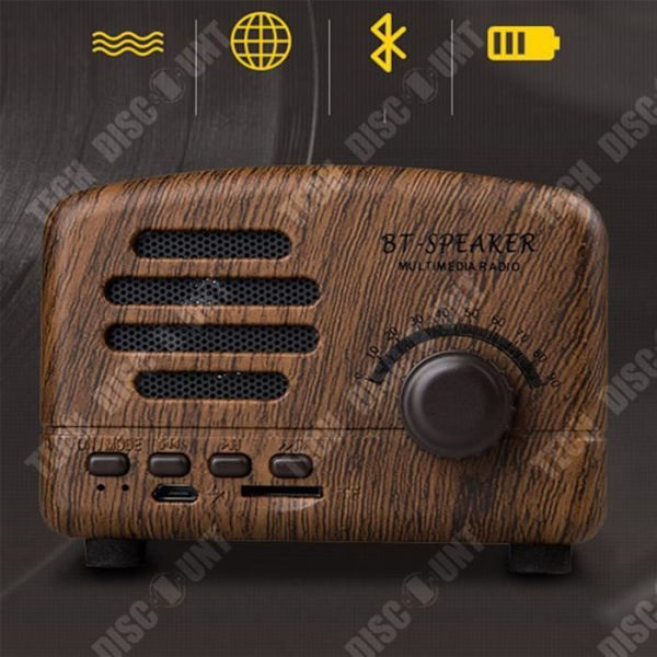 TD® Bluetooth-högtalare lilla prins retro trådlös radio minikort brunt litet utomhusljud lätt att bära