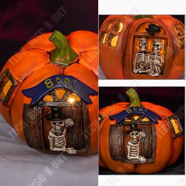 TD® Lysende Halloween græskar ornament 2 stk. Skelet design lysende Velegnet til Halloween dekoration